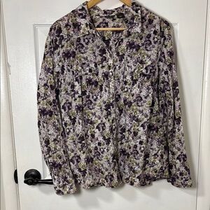 Eddie Bauer Floral Purple and Green Women's Top